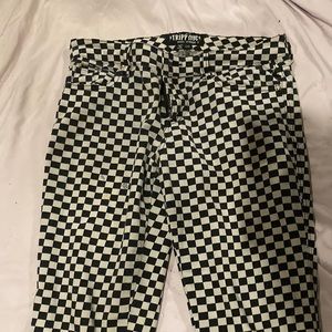 Black and white checkered skinny jeans